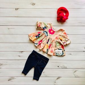 Caroline Kate ruffle floral tunic headband set